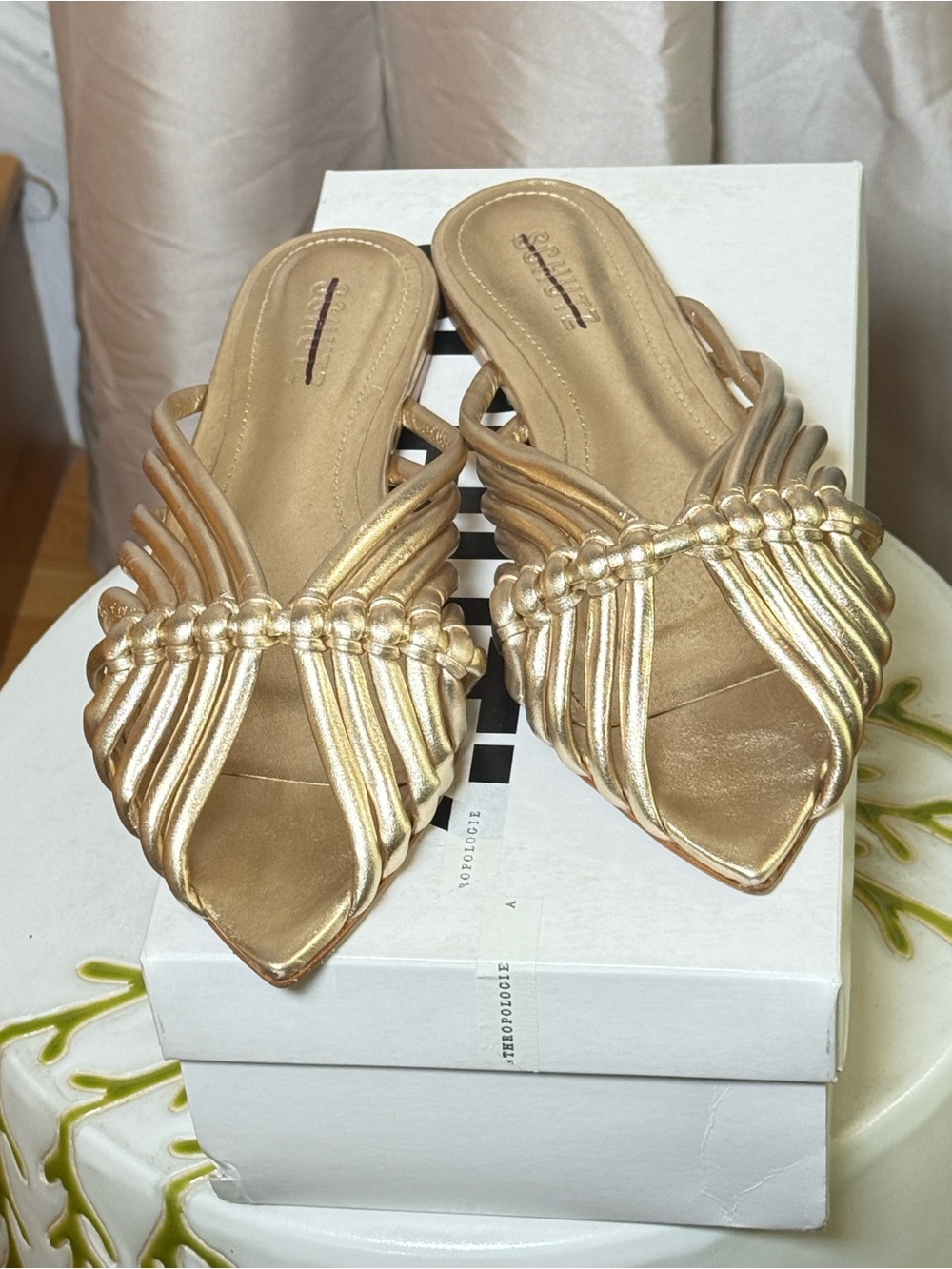 SCHUTZ Rose Gold Braided Pointed-Toe Slide Mules - Picture 10 of 16